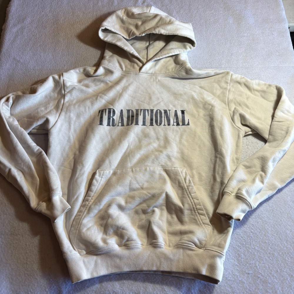 Los Angeles TRADITIONAL Hoodie Cream‎ Cotton Pullover Sweatshirt Mens Womens S